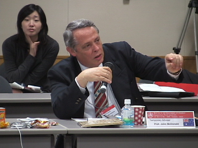 John McDonald speaking at Tsukuba WHO Point Location Standards Meeting, 2006